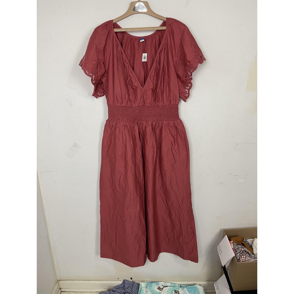 Old Navy Dress Womens Large Tall Cottage Mauve Rustic Minimal Eyelet Lace